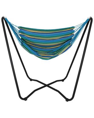 Sunnydaze Hanging Rope Hammock Chair Swing W/ Space-Saving Stand