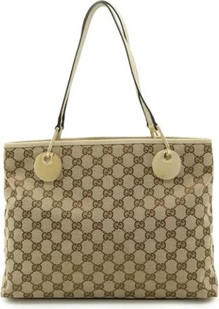 Gucci Pre-owned Tote Bags, female, Beige, Size: ONE SIZE Pre-owned Canvas gucci-bags