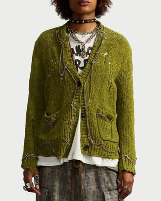 R13 Boy Cardigan Top In Light Green