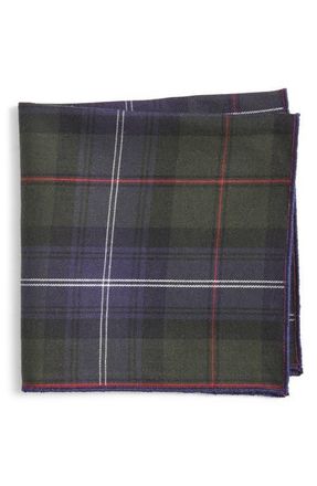 Clifton Wilson Plaid Cotton Pocket Square in Navy at Nordstrom
