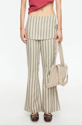 Lioness Alpine Flare Pants in Beige Stripe at Nordstrom, Size X-Small