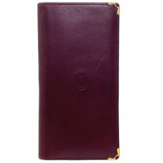 Cartier Must Bordeaux Leather Long Bill Wallet (Bi-Fold) (Pre-Owned)