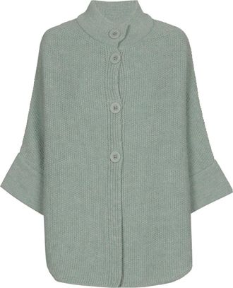 Marie Méro Truien & Vesten, Dames, Groen, L, Groene Cape met Knopen