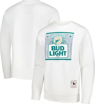 Mitchell & Ness Mens Mitchell & Ness x Bud Light White Miami Dolphins The Crest Pullover Sweatshirt at Nordstrom, Size X-Large