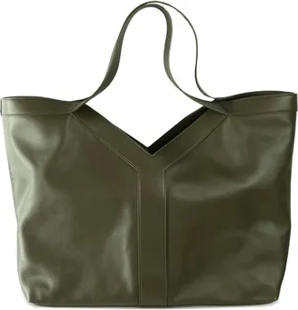 Saint Laurent Leren shopper met dubbel handvat - Grijs