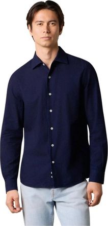 Brooks Brothers Slim Fit Seersucker Overhemd met Open Kraag - Heren - Casual Overhemden - Blauw - XL - Katoen - Overhemden