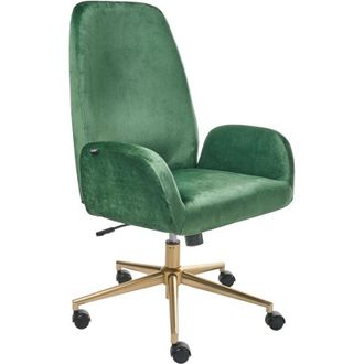 Beliani Silla De Oficina Tapizada En Tercioeplo Giratoria Ajuste De Altura Del Asiento Verde Clare