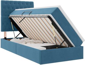 vidaXL Bed with Mattress with LED Dark Blue 90 x 200 cm Velvet vidaXL