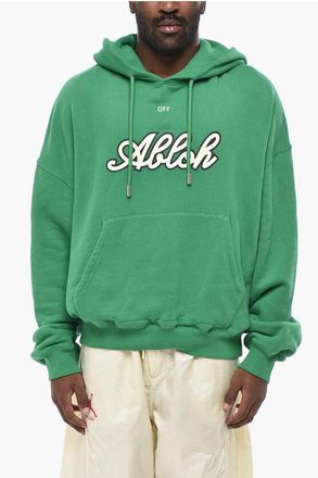 Off-white Brushed Cotton Hoodie FOOTBALL With Print size Xl
