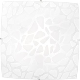 Luce-Ambiente-Design Luce Ambiente E Design - Plafoniera island in vetro con decoro sassi e ganci cromo 50 cm