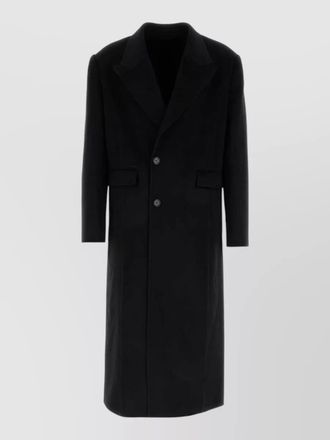 S&eacute;fr wool blend coat notch lapel flap pockets