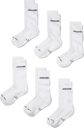 Nike Jordan Everyday Elevated Crew Socks (6 Pairs) in White | IR6323-100