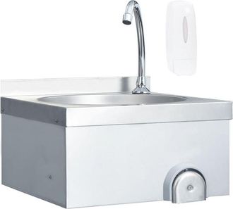 vidaXL Vidaxl - Fregadero lavamanos con grifo y dispensador de jabón acero inox
