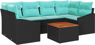 vidaXL Conjunto De Sof&aacute;s De Jard&iacute;n 7 Uds. Negro Rat&aacute;n Sint&eacute;tico Vidaxl