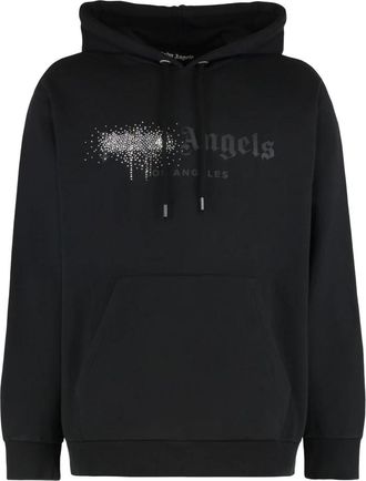 Palm Angels Hooded katoenen sweatshirt - Heren - Hoodies - Zwart - 2XL - Katoen - Hoodies & sweatvesten