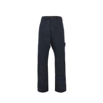 Stone Island Stretch cotton pants with logo badge Man 30