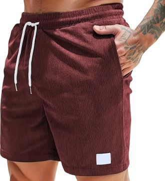 Generic Mens Corduroy Shorts Surf Mens Gym Shorts With Liner Quick Dry Lightweight Cargo Pants Elasticated Waist Walking Short Summer Breathable Work Pants Hi