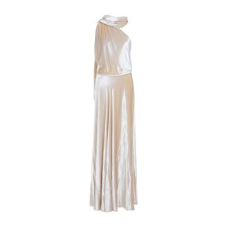 Alberta Ferretti One-Shoulder Maxi Dress With Draped Sleeve