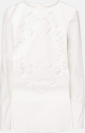 Oscar De La Renta Embroidered cotton blouse