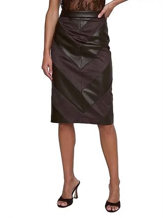 L'agence Erma Patchwork Skirt In Dark Brown