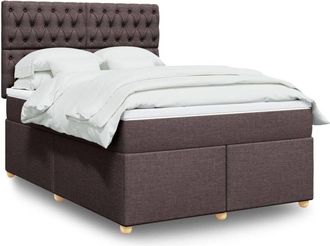 vidaXL Cama Box Spring Con Colch&oacute;n Tela Marr&oacute;n Oscuro 140x200 Cm Vidaxl