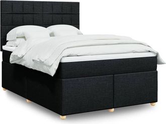 vidaXL Vidaxl - Cama Box Spring Con Colch&oacute;n Tela Negro 160x200 Cm
