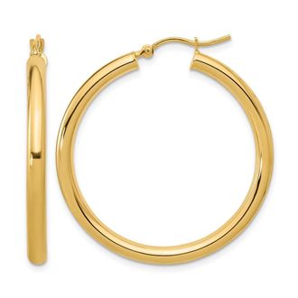 Diamond2Deal 10K Yellow Gold Round Hinged Hoop Earrings