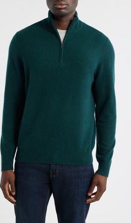 Nordstrom Quarter Zip Cashmere Sweater in Green Ponderosa at Nordstrom, Size Xx-Large