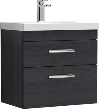 Nuie Nuie - Athena Wall Hung 2-Drawer Vanity Unit with Basin-1 600mm Wide - Charcoal Black