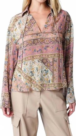 Olivaceous Kirelle V-Neck Blouse In Multicolor