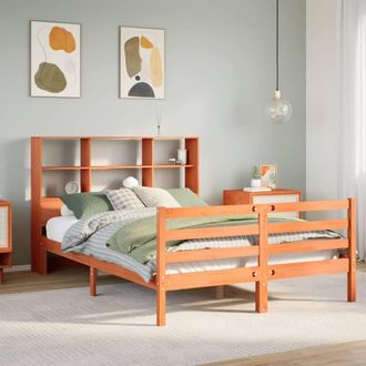 Berkfield Home Bookcase Bed without Mattress Wax Brown 140x200 cm Solid Wood