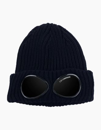 C.P. Company Mens Cp Company Extra Fine Merino Wool Goggle Beanie Navy 888 - Black - Size: OS