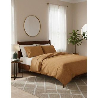 OEM Juego De Cama - 1 Funda N&oacute;rdica 140 X 200 Cm + 1 Funda De Almohada 60 X 60 Cm - 100% Algod&oacute;n Reforzado - Mostaza