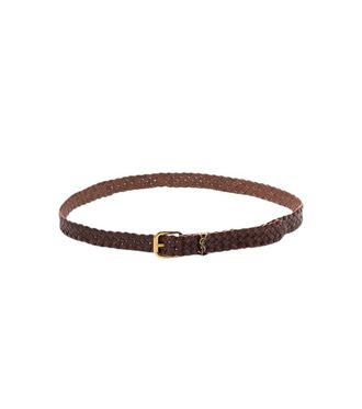 Saint Laurent Brown Braided Buckle Belt