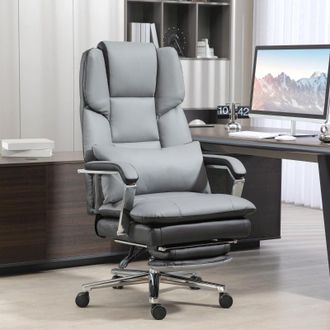 STILVORA Stilvora Poltrona Da Ufficio Ergonomica Regolabile Con Poggiapiedi E Schienale Reclinabile, In Similpelle, Grigio