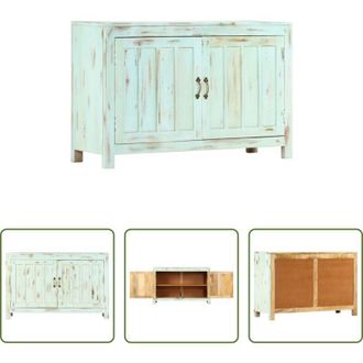 vidaXL Credenza vintage - Credenza Azzurra 110x35x70 cm in Legno Massello di Mango