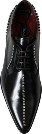 Dolce & Gabbana Mens Black Leather Crystal Dress Formal Shoes