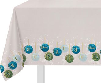 KASANOVA Tovaglia natalizia bianca palline ottanio
