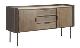 Mauro Ferretti Aparador de metal y madera marr&oacute;n 145x47x76 cm