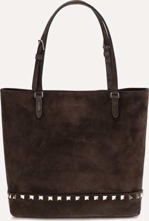 Valentino Garavani Borsa Tote Rockstud piccola in suede Woman UNI