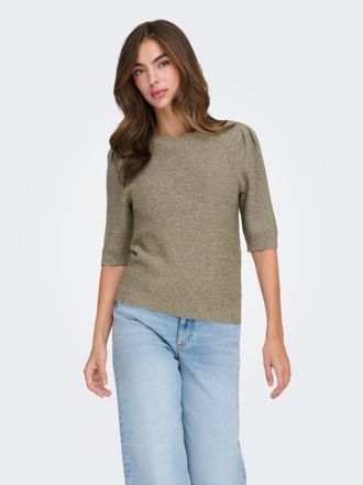 Only Strickpullover ONLY ONLKATIA SS STRUCTURE O-NECK CC KNT, Damen, Gr. XL, cub detail:melange, Strick, Obermaterial: 50% Viskose, 27% Nylon, 23% Polyeste