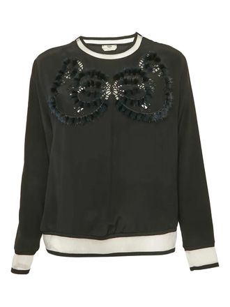Fendi embellished silk sweater - Black