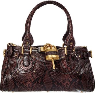 Chlo&eacute; Paddington Snake-Embossed Leather Shoulder Bag