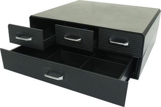 Hhg Hhg - Elevador De Monitor 764, Soporte De Monitor Elevador De Pantalla Caja De Almacenamiento Con 4 Cajones Y 15 Compartimentos 13x34x31cm