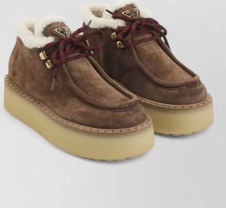 Prada suede lace-up ankle boots