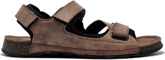 Wasak Mens Heath Leather Velcro Sandals In Brown