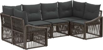 vidaXL Conjunto De Sof&aacute;s De Jard&iacute;n 6 Uds. 6-n&uacute;mero De Plazas Gris Vidaxl