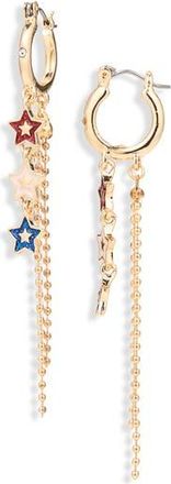 Leith Star Chain Drop Hoop Earrings in Red Multi- Gold at Nordstrom Rack