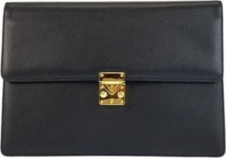 Saint Laurent Pre-owned Clutches, male, Black, Size: ONE SIZE Pre-owned Leather Clutch Bag