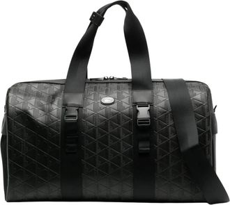 Lacoste Bolsa de fin de semana grande de cuero con monograma - Bags - Hombre - Negro - ONE SIZE